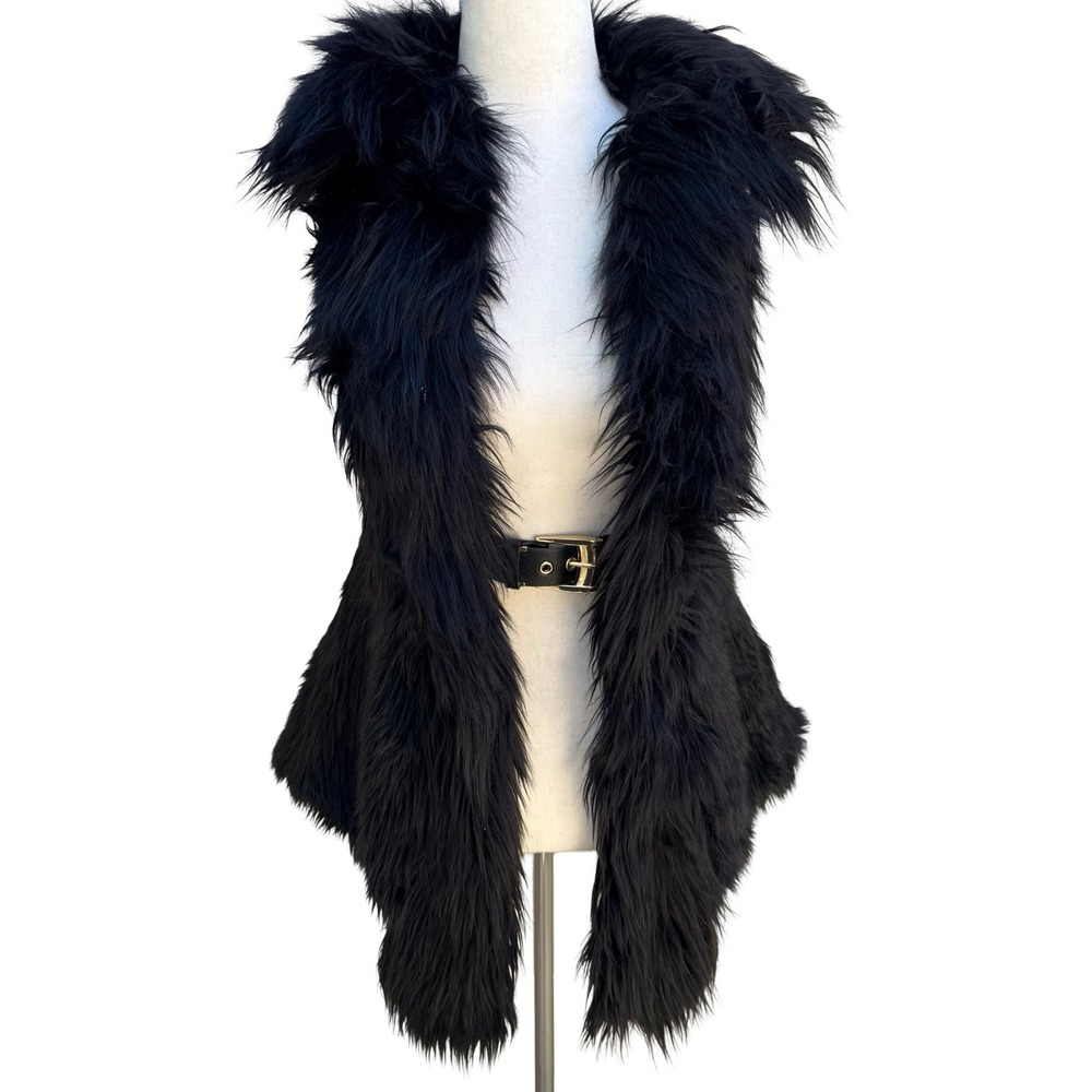 Versace for H&M Glam Faux Fur Vest Double Buckle Leather Straps Hanger Dustbag 6